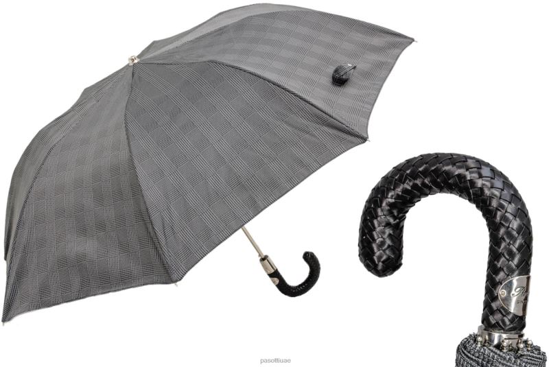 مظلة | 64 Milford-2 N37 - مظلة ميلفورد قابلة للطي بمقبض جلدي مضفر PASOTTI Z446V169